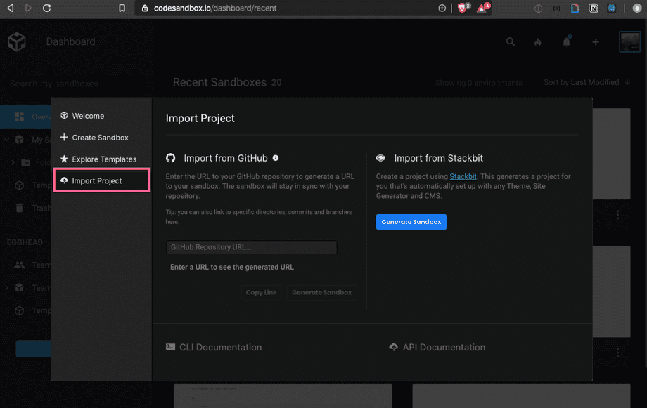 Import project from GitHub